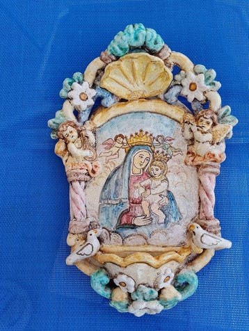 Baroque Bénitier - Ceramica amalfitana - XXe siècle - Vierge