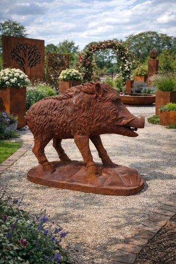 Beeld, XXL Iron Wild Boar - 150kg - 83.5 cm - Gietijzer -