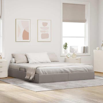 vidaXL Ottoman Bedframe met opslag Taupe 160 x 200 cm Stof, Verzenden, Nieuw