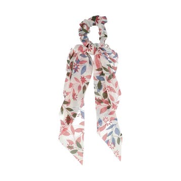 Haarelastiek Scrunchie – Bloemen en Blaadjes Patroon – 25cm