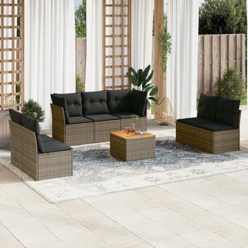 vidaXL 8-delige Loungeset met kussens poly rattan grijs, Verzenden, Loungeset