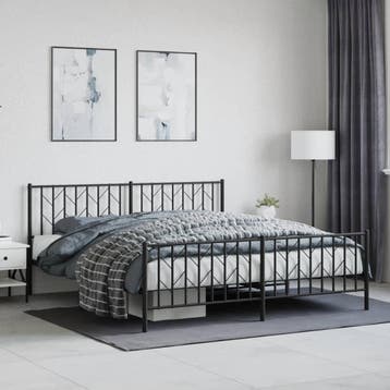 vidaXL Bedframe met hoofd- en voeteneinde metaal zwart, Verzenden
