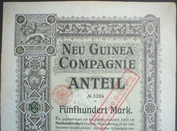 Duitsland. Neu Guinea Compagnie, 500 Mark 1914 unentwertet +