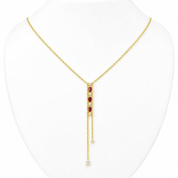 Halsketting - 14 karaat Geel goud - 1.70ct. tw. Robijn -, Bijoux, Sacs & Beauté, Colliers