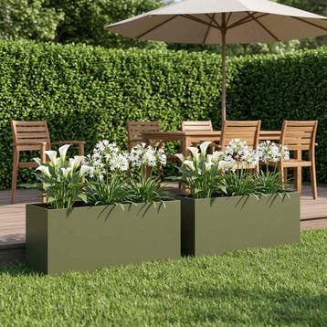 vidaXL Plantenbak 2 st Olijfgroen 80 x 40 x 40 cm, Verzenden
