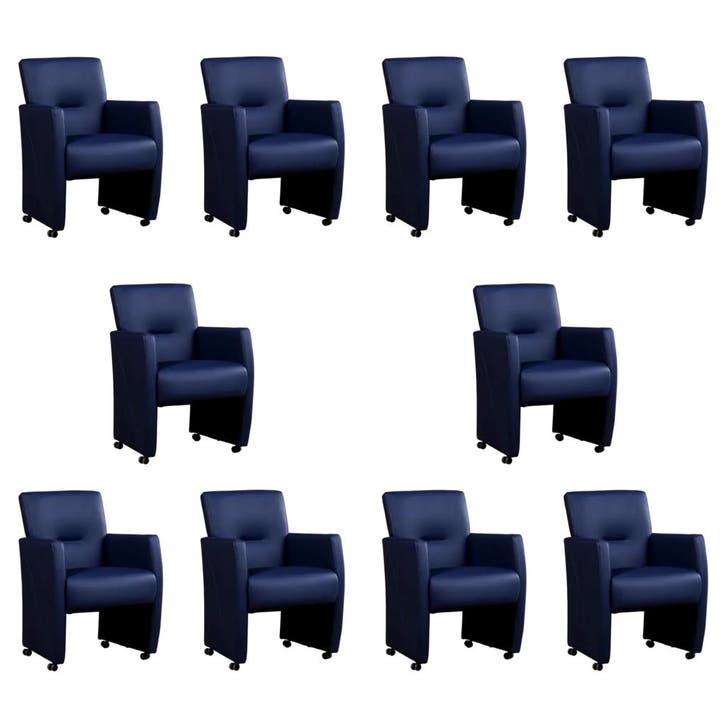 Set van 10 Leren eetkamerstoelen Pleasure - Toledo Kobalt, Maison & Meubles, Chaises, Enlèvement ou Envoi