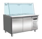 Bakkerskoelwerkbank Glas Recht 2 Deuren 4X 1/1 Gn Pan, Verzenden, Nieuw in verpakking, Koelen en Vriezen