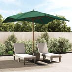 vidaXL Parasol met houten paal 300x300x273 cm groen, Verzenden, Nieuw