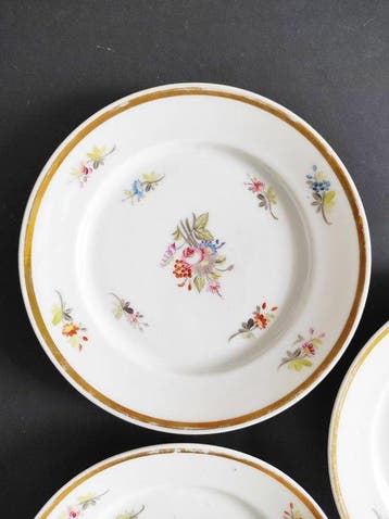 Porcelaine de Paris - Bord (3) - Fleurs peintes - Porselein