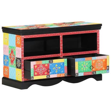vidaXL TV Kast met lade Multikleur 80 x 35 x 50 cm Massief, Huis en Inrichting, Verzenden, Nieuw