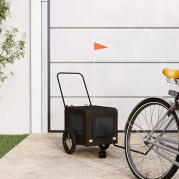vidaXL Hondenfietstrailer oxford stof en ijzer zwart, Verzenden