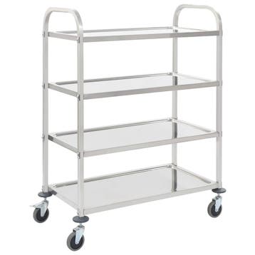 vidaXL Keukentrolley 4-laags 107x55x125 cm roestvrij staal, Verzenden