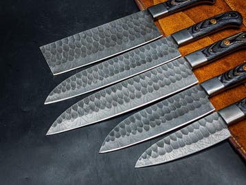 Japanese Style Kitchen Knife SET With Leather BAG Included -