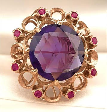 Zonder minimumprijs - Ring - 9 kt. Roségoud, Zilver Amethist, Nieuw