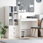 vidaXL Bureau met lade met plank met opslag 2 pcs Wit, Verzenden, Nieuw