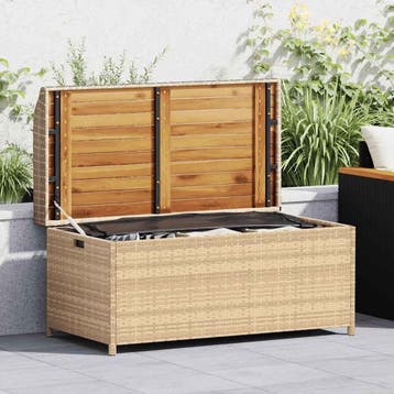 vidaXL Opbergbankje 100x50x52 cm poly rattan acaciahout, Tuin en Terras, Verzenden, Nieuw