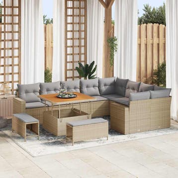 vidaXL Tuinbank Set 12 st Beige poly rattan, Verzenden