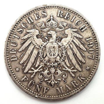 Duitsland, keizerrijk Friedrich August III. 5 Mark 1907 /