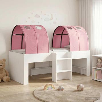 vidaXL Bed met Tunnel 3 st Wit en Roze Bewerkt hout, Verzenden, Nieuw