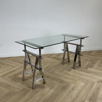 Design bureau Eichholtz shaker (Lookalike) 150x70 cm, glas -, Huis en Inrichting, Bureaus, Gebruikt