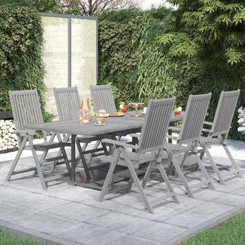 vidaXL 7-delige Tuinset massief acaciahout, Tuin en Terras, Tuinsets en Loungesets, Verzenden, Nieuw, Tuinset