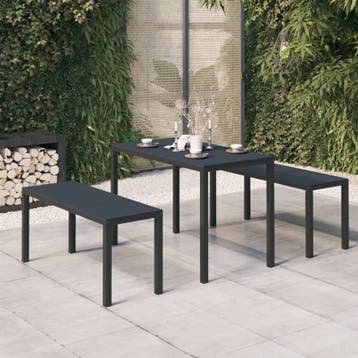 vidaXL 3-delige Tuinset staal en HKC zwart, Verzenden, Nieuw, Tuinset