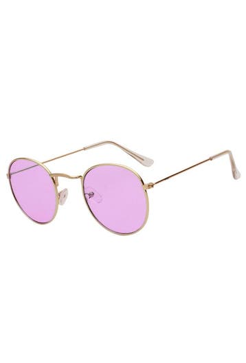KIMU® Ronde Bril Round Metal Goud Montuur Rond Paars Roze Gl, Ophalen of Verzenden