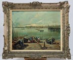 Joan Alsina Oliver (1912-?) - NO RESERVE - Puerto en calma, Antiquités & Art