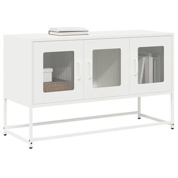 vidaXL Tv-meubel 100,5x39x60,5 cm koudgewalst staal wit, Verzenden