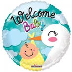 Helium Ballon Geboorte Welcome Baby Ooievaar 45cm leeg, Verzenden, Nieuw
