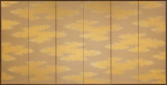 Un paravent bybu () à six panneaux lumineux décoré de, Antiek en Kunst, Antiek | Overige Antiek