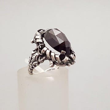 Argent, Art déco, Granaat (Testé) - Bague