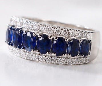 925 sterlingzilver Blauwe saffier kristalring met fonkelende