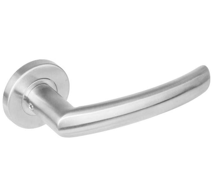 Intersteel enkele deurklink Blok rechts op rond rozet rvs, Doe-het-zelf en Bouw, Overige Doe-Het-Zelf en Bouw, Nieuw