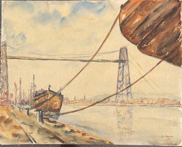 École française (XX) - Port Transbordeur Bateau Bord de