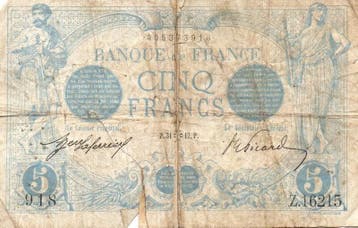 France Frankreich 5 Francs Bleu 31/01/1917 Verseau Pick 70, Verzenden