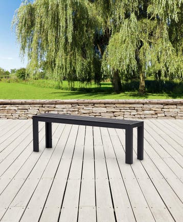 Kleine zwarte tuinbank | 132 x 30 cm | Op voorraad, Tuin en Terras, Verzenden, Nieuw, Kunststof