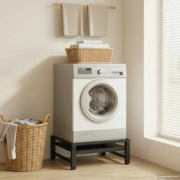 vidaXL Wasmachine voet Zwart 62 x 60,5 x 32,5 cm Staal, Elektronische apparatuur, Verzenden, Nieuw