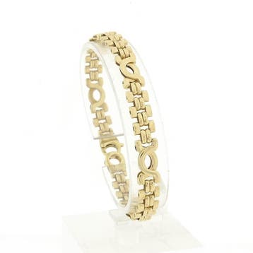 Gouden fantasie schakelarmband, Ophalen of Verzenden, Gebruikt, Goud, Goud
