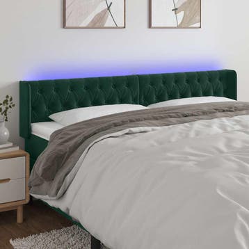 vidaXL Hoofdbord LED 203x16x78/88 cm fluweel donkergroen, Verzenden, Nieuw