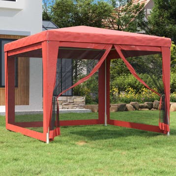 vidaXL Partytent met 4 mesh zijwanden 3x3 m HDPE rood, Tuin en Terras, Verzenden, Nieuw