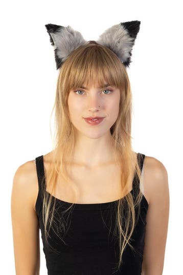 KIMU® Haarband Grote Furry Oortjes Grijs Zwart Beer Vos Diad, Ophalen of Verzenden, Nieuw