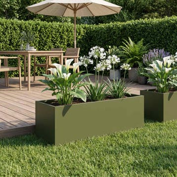 vidaXL Plantenbak Olijfgroen 60 x 20 x 20 cm Koudgewalst, Verzenden