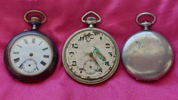 Lot of 3 antique pocket watches. - Chronometer Marine,