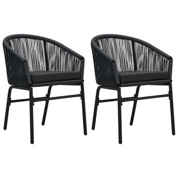 vidaXL Tuinstoelen 2 st PE-rattan zwart, Verzenden, Nieuw