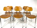 Chaise - Bois, Chrome - Ensemble de six chaises vintage.