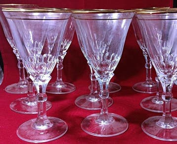 Champagneglas (10) - Verguld, Kristal - Kristal en goud