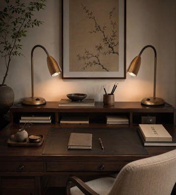 Man Kwong Lighting LTD - Bureaulamp (2) - Metaal,Bronskleur