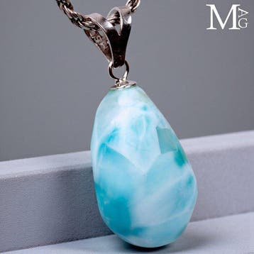 Natuurlijke Larimar vrijvormhanger - 925 zilver - Hoogte: