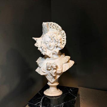 Julien (19° secolo) - Buste, Busto Dama con Cappello di
